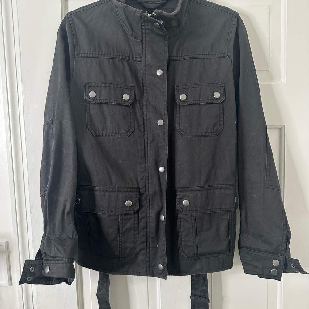 J. Crew Black Field Jacket with Silver Accents